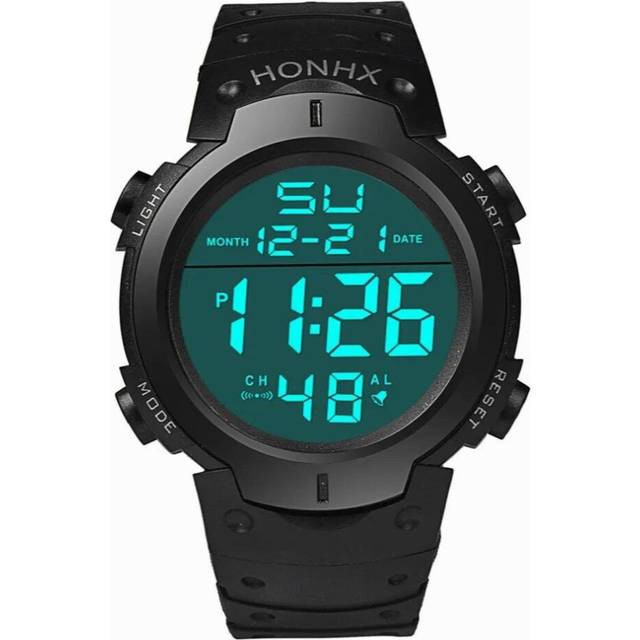 Waterproof Men Boy Lcd Digital Stopwatch Date Rubber Sport Wrist Watch Electronic A Wrist Clock Masculino Homme - Brown