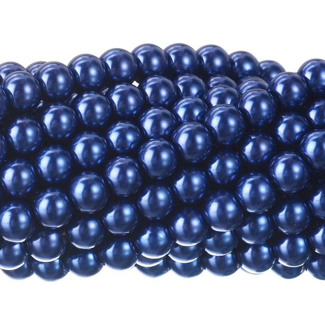 RUBYcA 200Pcs czech Tiny Satin Luster glass Pearl Round Beads Beading Jewelry Making 4mm Dark Blue