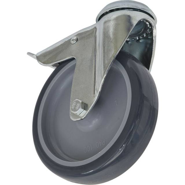 100mm Hard PP Swivel Castor Wheel - 25mm Tread - Medium Duty - Total Lock Brakes