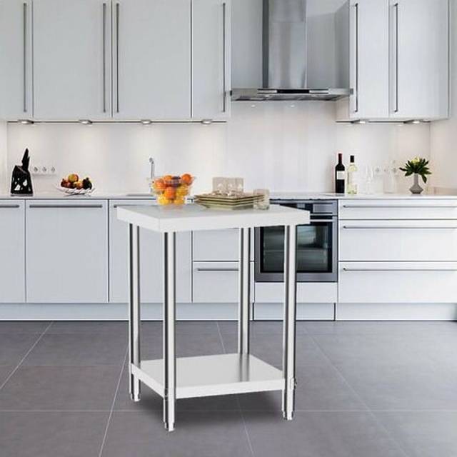 (1xWork Bench no Wheels) Stainless Steel Catering Table Pre Work Bench Worktop