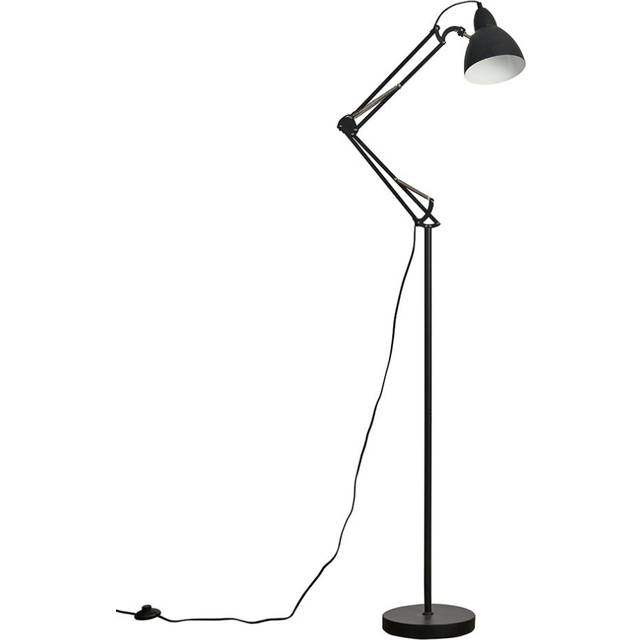 Modern Matt Black Metal Adjustable Reading Task/Study Desk/Craft Spotlight Floor Lamp - Complete with a 6w LED GLS Bulb [3000K Warm White]