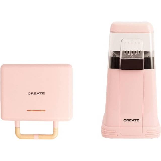 PACK POPCORN MAKER Macchina per popcorn + STONE STUDIO Doppia Tostapane grill e macchina waffle Rosa pastello