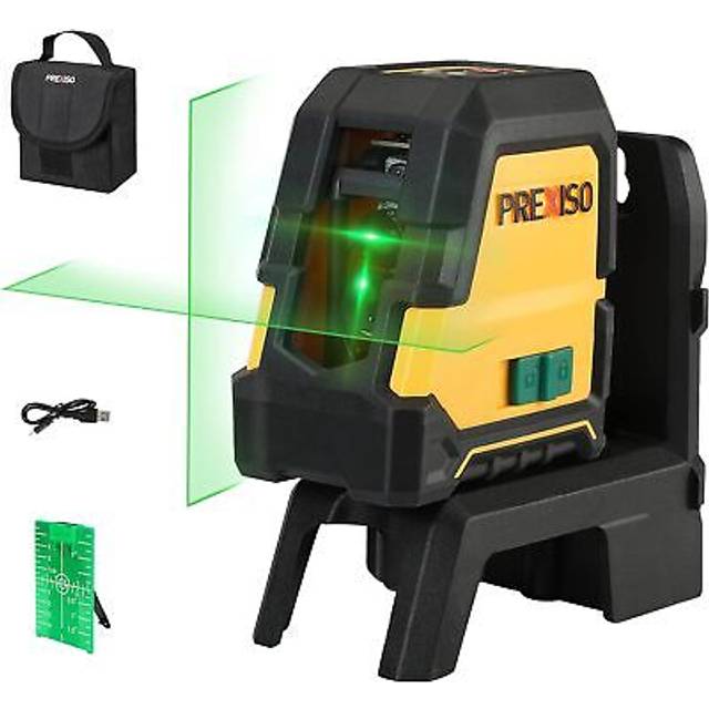 30m Laser Level, Rechargeable Self Leveling Cross Line Green, Horizontal and Vertical Line Laser Level with Magnetic Holder, USB Charging, for