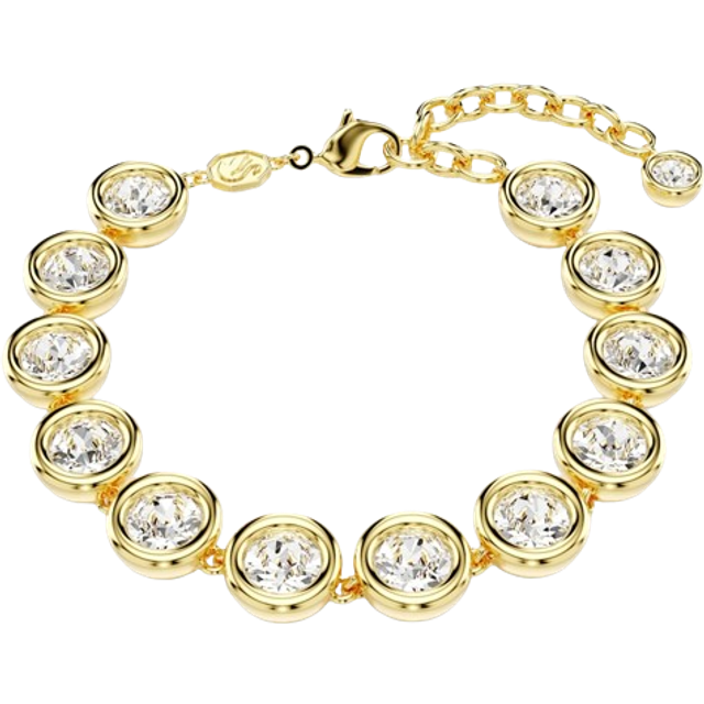 Imber Tennis bracelet, Round cut, White, Gold-tone plated - OS