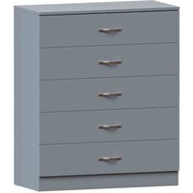 Vida Designs Riano 5 Drawer Chest Of Drawers Clothes Storage Bedroom Furniture,, Grey, Grey