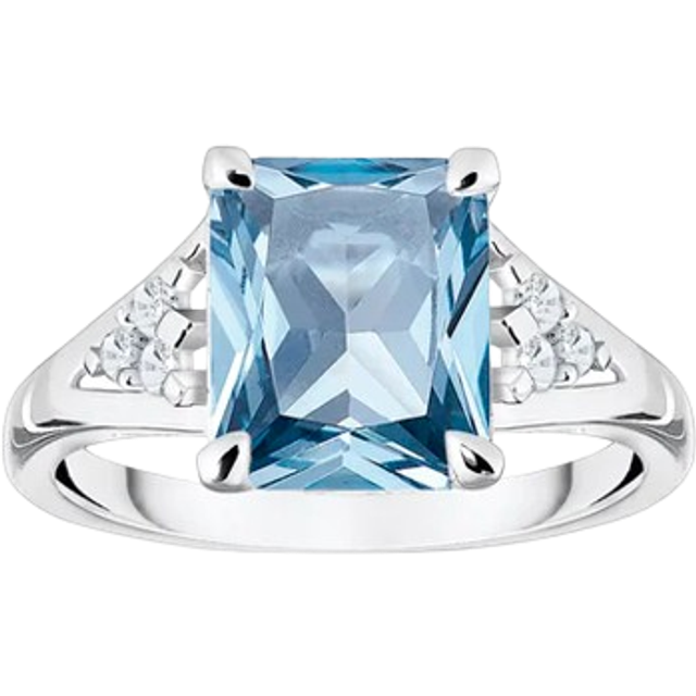 Thomas Sabo Ring with aquamarine-coloured and white stones silver blue TR2362-059-1-50 - light blue/silver-coloured/white