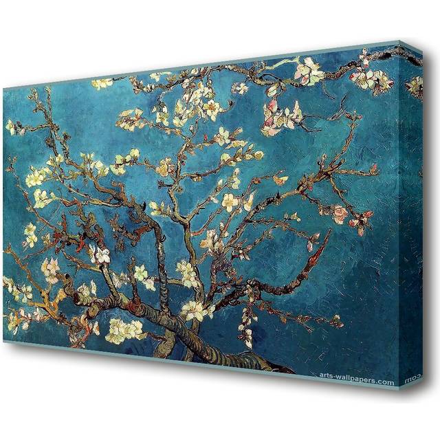 Almond Branches by Vincent Van Gogh - Oil Painting Print on Canvas (35.6 cm H x 50.8 cm W)