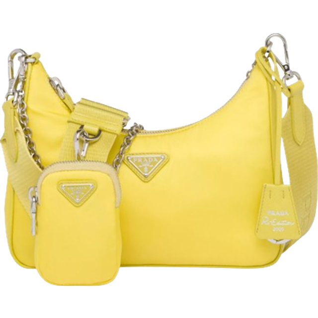 Prada Womens Yellow Re-nylon 2005 Recycled-nylon Shoulder Bag 18x22x6cm - YELLOW