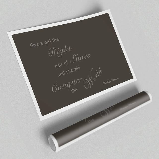 &#39;The Right Pair of Shoes Marilyn Monroe&#39; - Typography Print on Paper (84.1cm H x 118.9cm W)