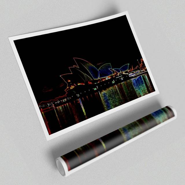 Sydney Opera House Psychedelic Architecture Poster - Graphic Art on Paper (100 cm H x 141.4 cm W)