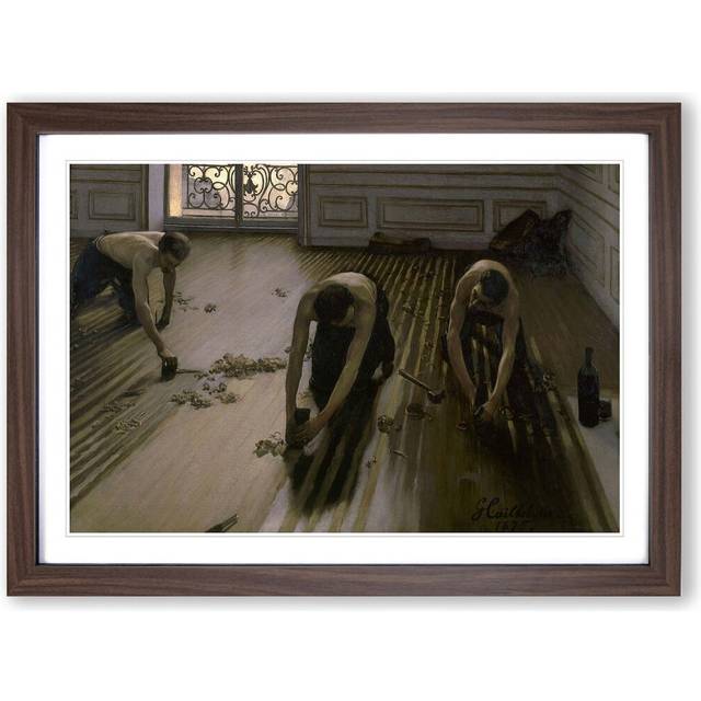 &#39;The Floor Planers&#39; by Gustave Caillebotte Framed Painting Print - Walnut (45cm H X 62cm W)