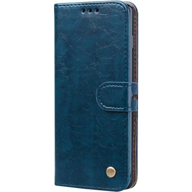 Business Style Oil Wax Texture Horizontal Flip Leather Case for Galaxy S10, with Holder & Card Slots & Wallet (Blue)