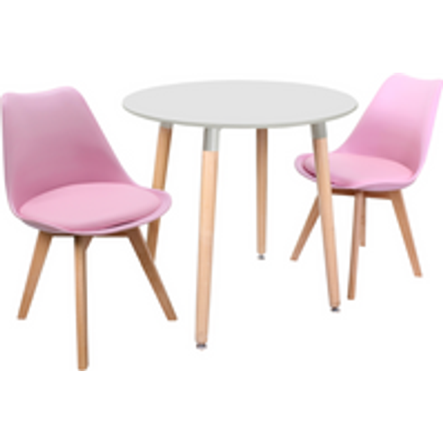 Life Interiors 'round Lorenzo' Dining Set With A Table And Chairs Set Of 2 In Pink - One Size