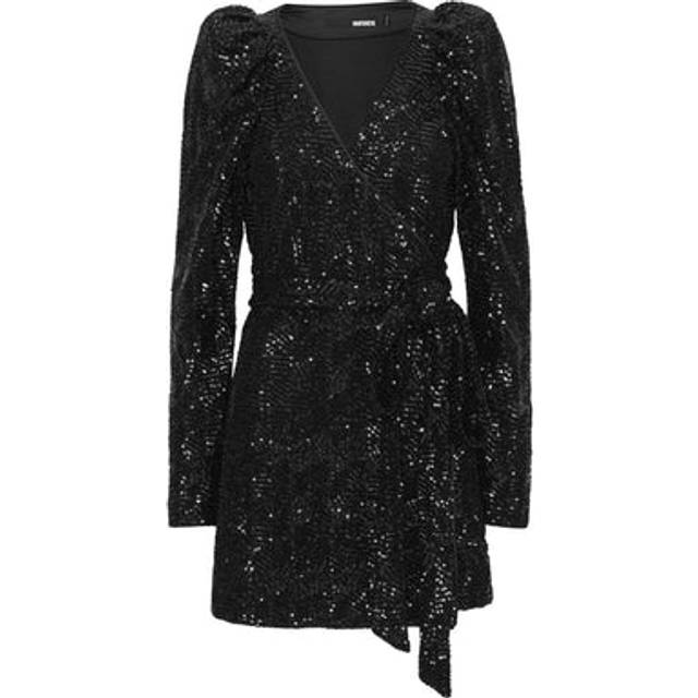 ROTATE BIRGER CHRISTENSEN Sequins Mini Wrap Dress |Svart |36