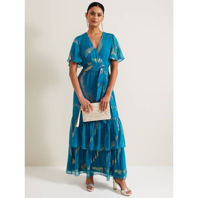 Phase Eight Collection 8 Charissa Silk Maxi Dress, Blue/Gold