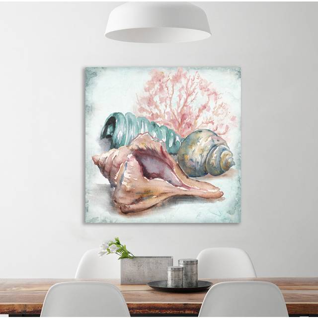 &#39;Sea Shells III&#39; by Tre Sorelle Studios Watercolour Painting Print on Wrapped Canvas (121.92cm H x 121.92cm W)