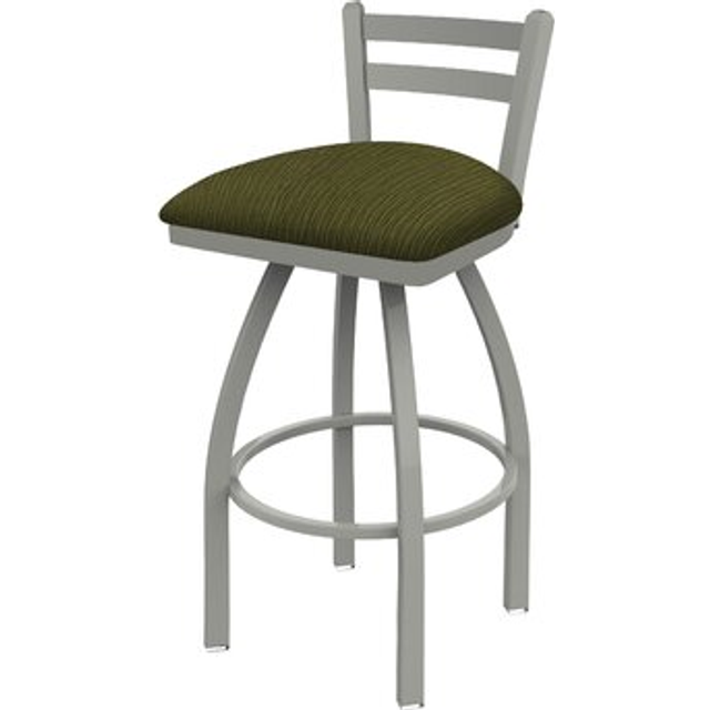 "411 Jackie 30"""" Low Back Swivel Bar Stool with Anodized Nickel Finish and Graph Parrot Seat"