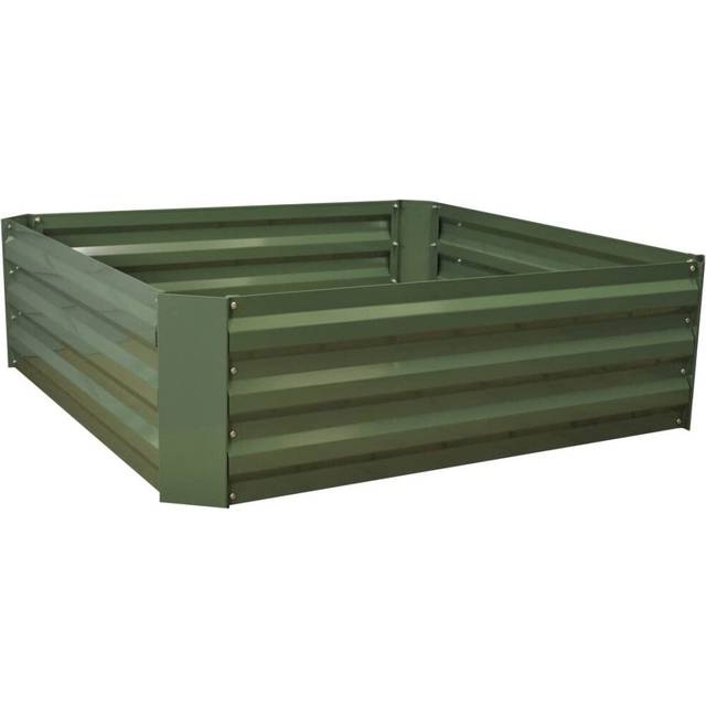 Metal Raised Vegetable Bed in Green (100cm x 100cm x 30cm)