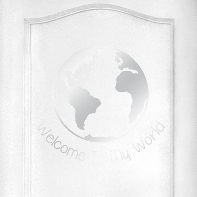 Welcome to My World Door Room Wall Sticker - Shiny Silver (37cm H X 40cm W)