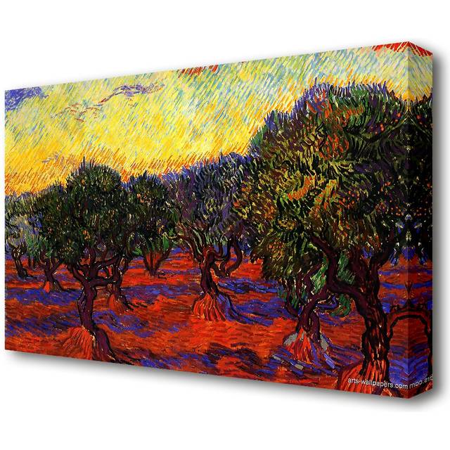 '1889 Olive Grove' by Vincent Van Gogh Oil Painting Print on Wrapped Canvas (35.6 cm H x 50.8 cm W)