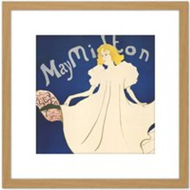 Toulouse-Lautrec Ballet Dancer May Milton Painting 8X8 Inch Square Wooden Framed Wall Art Print Picture with Mount - Tan - One Size