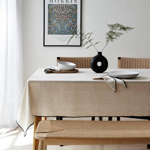 Contrast Stitch Tablecloth - Natural