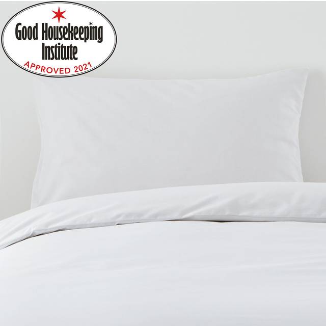 Non Iron Plain Dye White Standard Pillowcase Pair