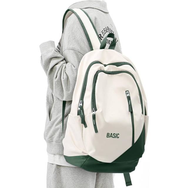 Lightweight Cute Travel Bookbags For Teens Girls,Aesthetic Students Backpack,Simple High School Bag Boys,Casual Daypack College Backpack(White)