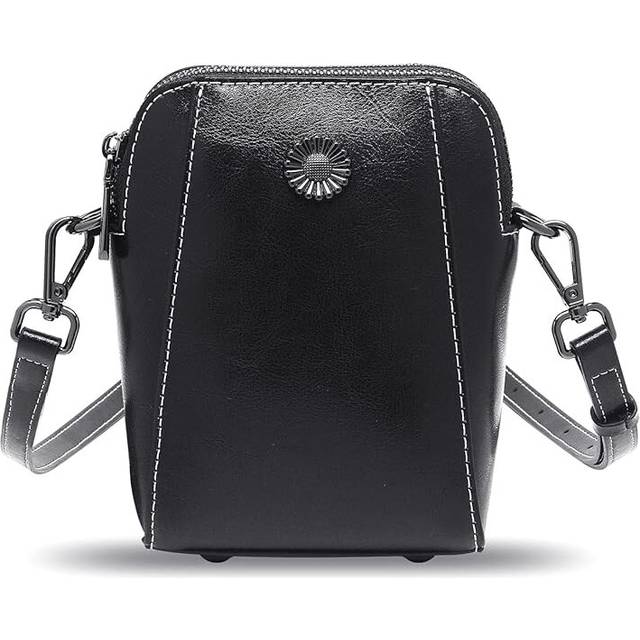 Women Vintage Leather Crossbody Phone Bag, Small Messenger Shoulder Bag Cash Handbag Wallet Purse With Card Slots