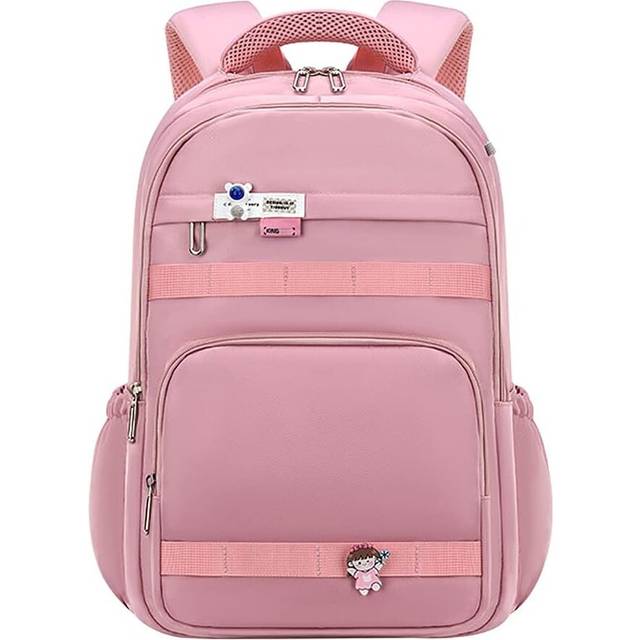 Kids Backpack for School with Kawaii Pin Elementary School Boys and Girls Lightweight Bookbags Solid Color Aesthetic School Bags