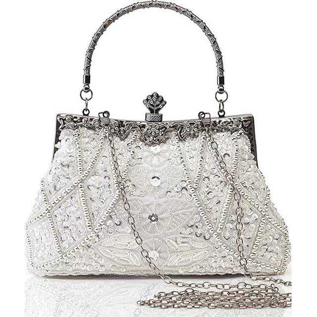 Evening Clutch Purses for Women - Vintage Evening Bag Accessories for Women Gatsby 1920s Beaded Sequin Pearl Clutch