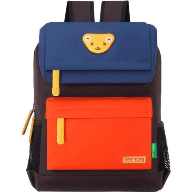 Cute Bear Kids School Backpack for Children Elementary School Bags Girls Boys Bookbags (Royalblue/Orange/Coffee, Small)
