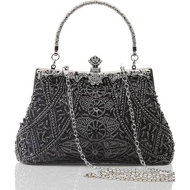 Evening Clutch Purses for Women - Vintage Evening Bag Accessories for Women Gatsby 1920s Beaded Sequin Pearl Clutch