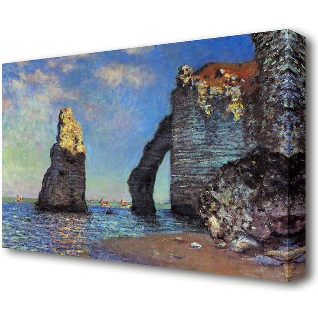 The Rocky Cliffs of Etretat by Claude Monet - Wrapped Canvas Painting Print (35.6 cm H x 50.8 cm W)