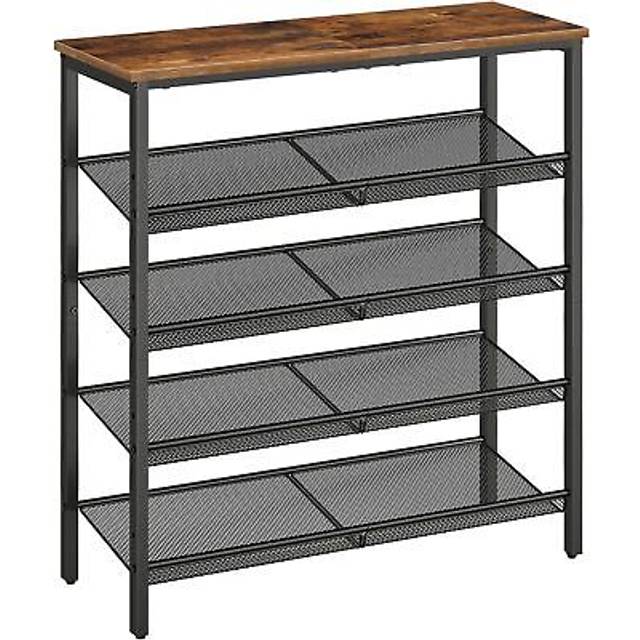 Hoobro - 5-Tier Shoe Rack,Shoe Organizer, Shoe Storage Rack for 16-20 Pairs, Adjustable Mesh Shelves, Shoe Storage Unit for Entryway, Metal Frame,