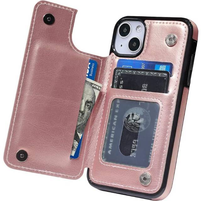 iPhone 13 with Card Holder Cover Flip Cell Phone Money Clip Premium PU Leather Kickstand Card Slots Double Magnetic Shockproof Slim Protective Purse