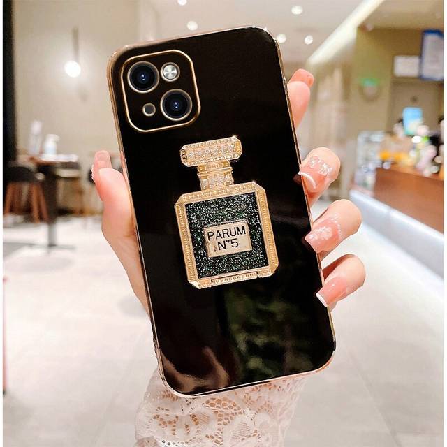 iPhone 13 Pro Max Case with Metal Perfume Bottle Mirror Stand, Cute Women Girly Heart Cases,Elegant Luxury Phone Cover