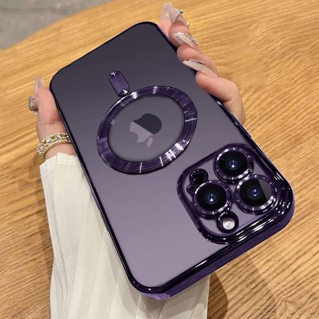 Case for iPhone 15Pro 6.1-Inch, Camera Lens Full Protection, Compatible with MagSafe Wireless Charging, Shockproof Soft TPU Phone Cover (Purple)