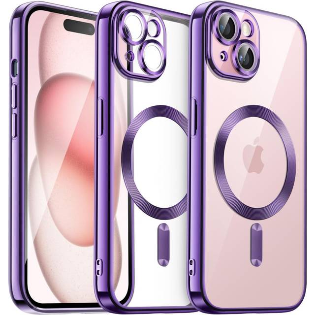 Case for iPhone 15Plus 6.7-Inch, Camera Lens Full Protection, Compatible with MagSafe Wireless Charging, Shockproof Soft TPU Phone Cover (Purple)