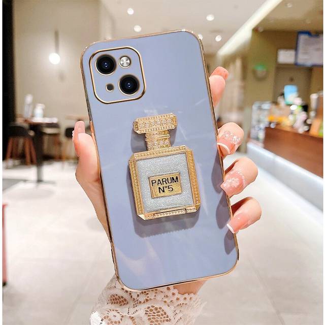 iPhone 14 Pro Max Case with Metal Perfume Bottle Mirror Stand, Cute Women Girly Heart Cases,Elegant Luxury Phone Cover