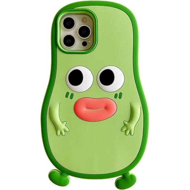 iPhone13 Pro Case Kawaii Phone Cases,Cute 3D Cartoon Cool Avocado with Sausage Mouth Soft Silicone Shockproof Protective Case Funny for Women Girls