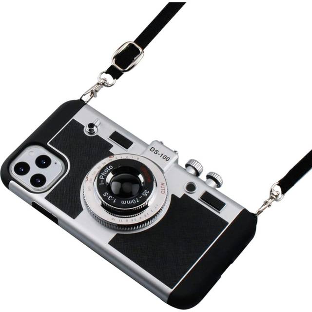 iPhone 15 Pro Max 6.7 inch 2023 Camera Phone Case Vintage Cover Cute 3D Cool Unique Design with Removable Neck Strap Lanyard for Girls Women Black