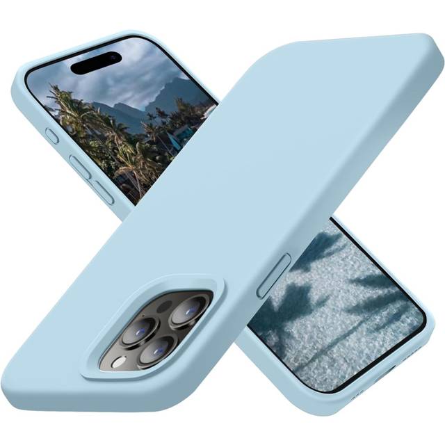 iPhone 15 Pro Max Case, Silicone Ultra Slim Shockproof Protective Phone Case with [Soft Anti-Scratch Microfiber Lining], 6.7 inch, Sky Blue