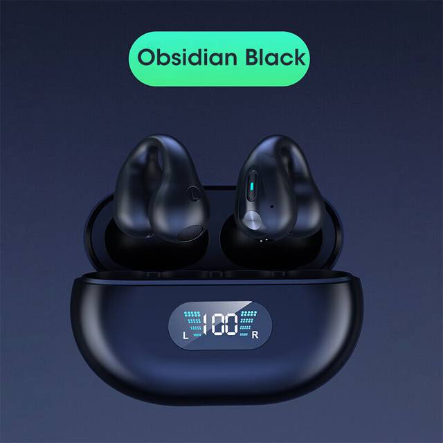 (a-Black) TWS for Ambie Sound Earcuffs Ear Bone Conduction Earring Wireless Bluetooth Earphones Sport HiFi Headphones Earbuds for Phones