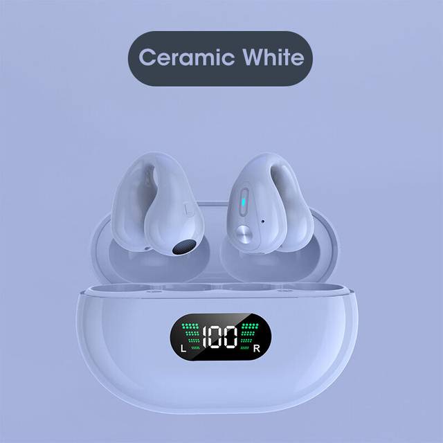 (a-White) TWS for Ambie Sound Earcuffs Ear Bone Conduction Earring Wireless Bluetooth Earphones Sport HiFi Headphones Earbuds for Phones