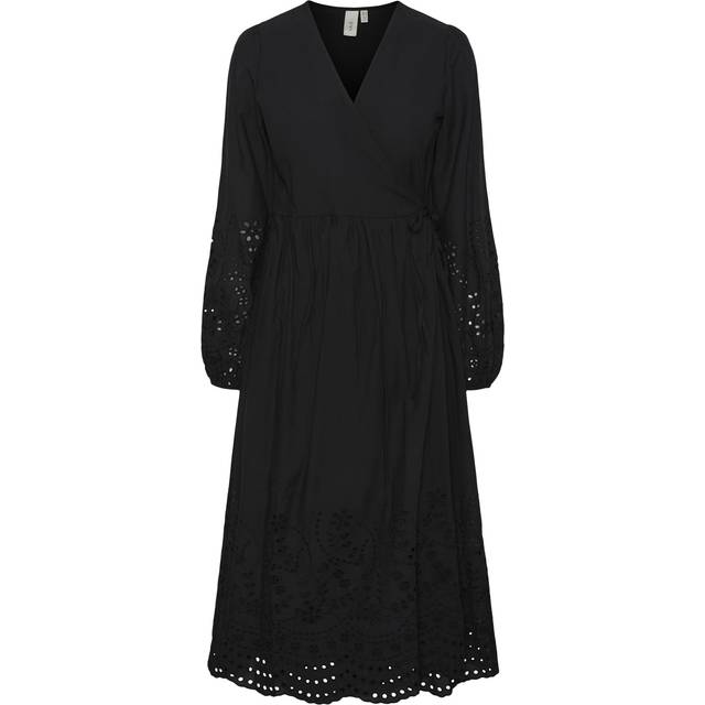 YAS Yasluma Ls Long Wrap Dress S. Noos |Svart |XS