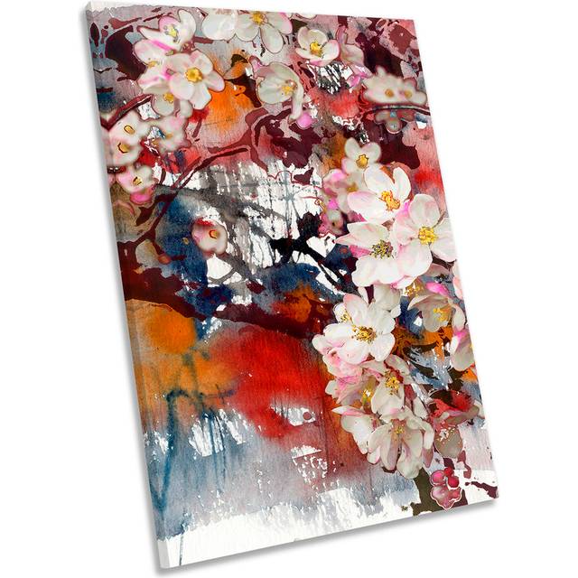 Floral Grunge Blossom Flowers - Wrapped Canvas Painting (76.2cm H x 50.8cm W x 2cm D)