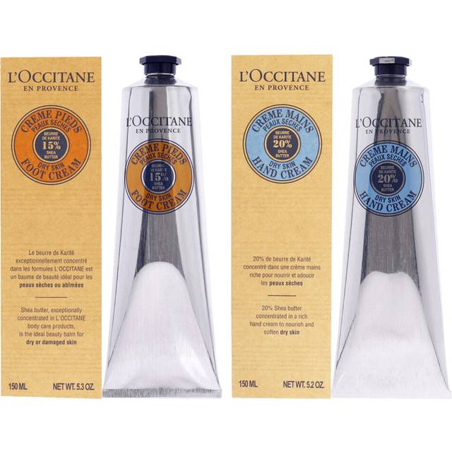 Loccitane Shea Butter Foot Cream and Hand Cream - Dry Skin Kit For Unisex 2 Pc Kit 5.2oz Foot Cream, 5.2oz Hand Cream