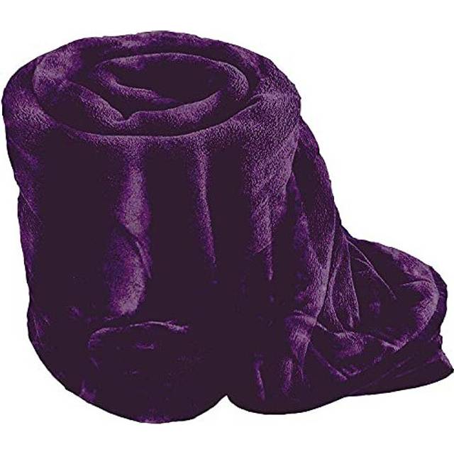 Dark Purple Cosy Soft Touch 400 GSM Winter Warm Faux Fur Mink Sofa Bed Throw Fleece Blanket ( King 200x240 cm)