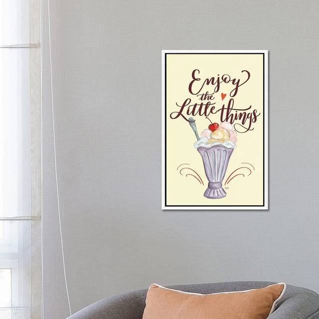 Enjoy The Little Things Icecream - White Framed Canvas (66.04cm H x 45.72cm W x 3.81cm D)